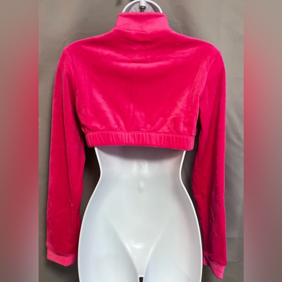 Adidas X Jeremy Scott‎ cropped Velour Track Jacket Neon Pink Sz Medium - Picture 5 of 14